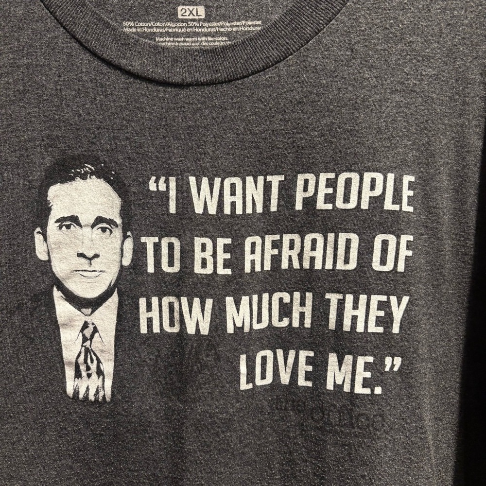 The Office Michael Scott Gray and White Short Sleeve Tee with Inspiring Quote